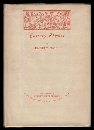 Item #311313 CURSORY RHYMES. Illustrated by Albert Rutherston. Humbert WOLFE