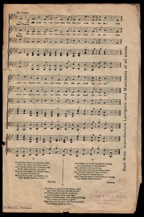 THE LEATHER BUDGET, Vol. 1, No. 1, Toronto, September 1894. ADVERTISING BROCHURE, which prints THE MAPLE LEAF, OUR EMBLEM DEAR; A CANADIAN NATIONAL SONG by Alexander Muir.