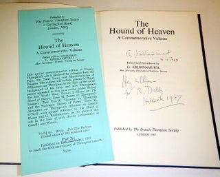 THE HOUND OF HEAVEN. A Commemorative Volume. Edited and Introduced by G. Krishnamurti. SIGNED BY HENRY WILLIAMSON AND G. KRISHNAMURTI.