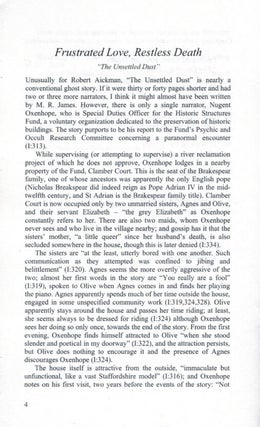 AKIN TO POETRY. Observations on Some Strange Tales of Robert Aickman, by Philip Challinor.