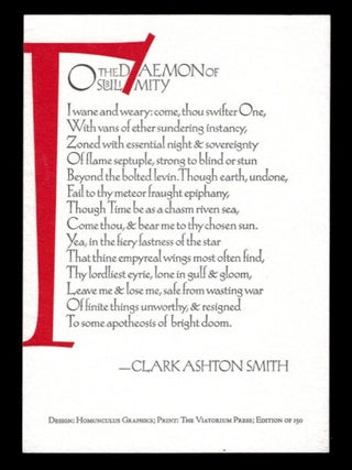 Item #312189 TO THE DAEMON OF SUBLIMITY. Clark Ashton SMITH