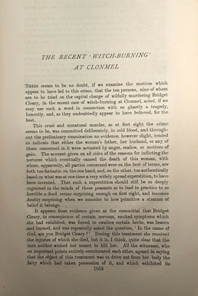 THE RECENT 'WITCH-BURNING' AT CLONMEL [in] THE NINETEENTH CENTURY: A Monthly Review Edited by James Knowles; No. 220., June, 1895.