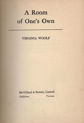A ROOM OF ONE'S OWN. Earle Birney's Copy.