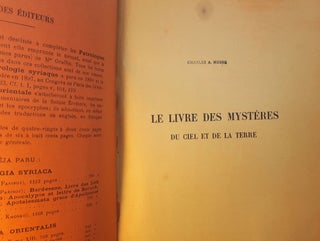 LE LIVRE DES MYSTERIES DU CIEL ET DE LA TERRE. Texte Ethiopien Publie et Traduit; par J. Perruchon, Avec le Concours de M.I. Guidi.