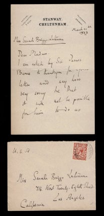 Item #313120 AUTOGRAPH LETTER SIGNED, as by "C. Greene" (pseudonym), writing on behalf of Sir...