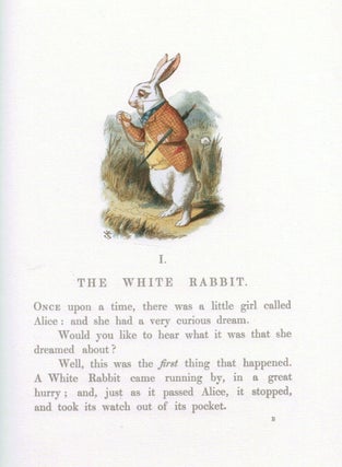 THE NURSERY ALICE. Containing Twenty Coloured Enlargements from Tenniel's Illustrations to "ALICE'S ADVENTURES IN WONDERLAND", With Text Adapted to Nursery Readers by Lewis Carroll. The Cover Designed by E. Gertrude Thomson.