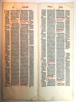 Item #313368 A BIFOLIUM FROM THE DECRETUM (cum apparatu Bartholomaei Brixiensis) PRINTED BY...