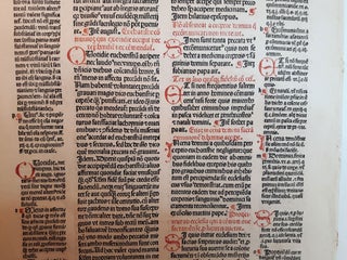 A BIFOLIUM FROM THE DECRETUM (cum apparatu Bartholomaei Brixiensis) PRINTED BY JOHANN GRÜNINGER, STRASSBURG, 1484.