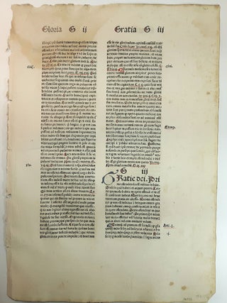 Item #313372 A LEAF FROM SUMMA PRAEDICANTIUM PRINTED BY JOHANN AMERBACH, BASIL, 1484. Johannes de...