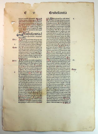Item #313373 A LEAF FROM SUMMA PRAEDICANTIUM PRINTED BY JOHANN AMERBACH, BASIL, 1484. Johannes de...