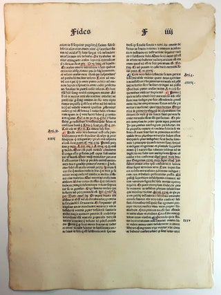 A LEAF FROM SUMMA PRAEDICANTIUM PRINTED BY JOHANN AMERBACH, BASIL, 1484.