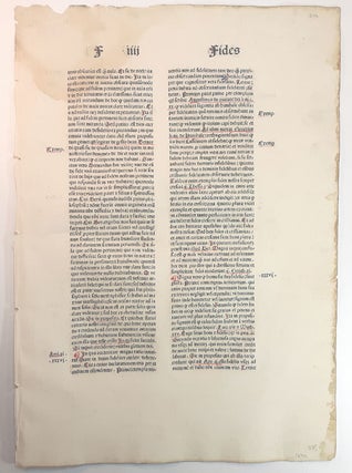 Item #313375 A LEAF FROM SUMMA PRAEDICANTIUM PRINTED BY JOHANN AMERBACH, BASIL, 1484. Johannes de...