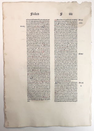 A LEAF FROM SUMMA PRAEDICANTIUM PRINTED BY JOHANN AMERBACH, BASIL, 1484.