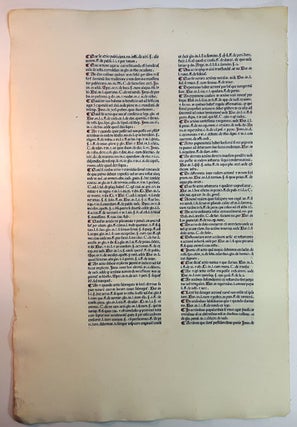 A LEAF FROM DE REPERTORIUM UTRIUSQUE IURIS, PRINTED BY JOHANNES HERBORT, de SELIGENSTADT, PADUA, 1480.