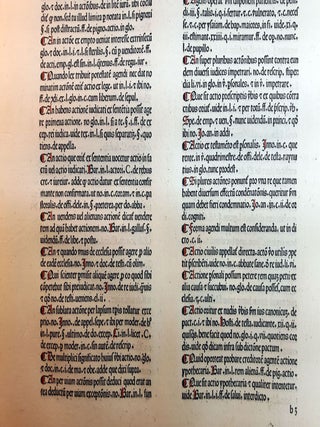 A LEAF FROM DE REPERTORIUM UTRIUSQUE IURIS, PRINTED BY JOHANNES HERBORT, de SELIGENSTADT, PADUA, 1480.