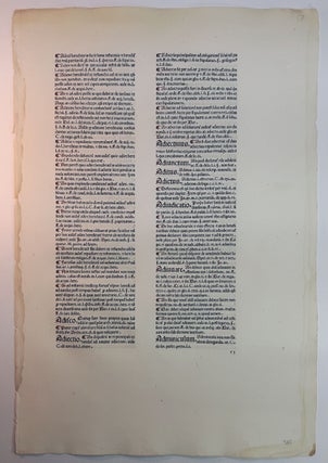 Item #313383 A LEAF FROM DE REPERTORIUM UTRIUSQUE IURIS, PRINTED BY JOHANNES HERBORT, de...