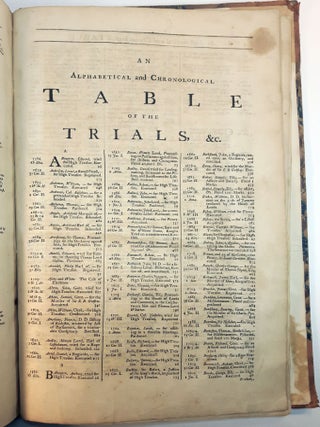 NEW ABRIDGEMENT AND CRITICAL REVIEW OF THE STATE TRIALS; Wherein are Inserted, Several Trials Not in Any Other Collection. Also, Some Trials That were Taken in Haste and Scarce Intelligible, Are Brought into Regular Order; And Many Deficiencies Throughout the Whole Supply'd. Likewise, Remarks are Made on Each Trial, Shewing What the Law in Criminal Cases Anciently Was; And How it Has Been Altered, And Stands at this Day. Together, With Impartial Memoirs of the Times and Characters of the Sufferers. To Which is Added, A Compleat Alphabetical Index of the Names of the Prisoners Tried, The Times When, Their Crimes, And Their Punishment.