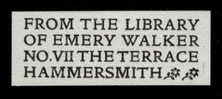 Item #313412 AN ORIGINAL BOOK LABEL “FROM THE LIBRARY / OF EMERY WALKER / NO. VII THE TERRACE /...