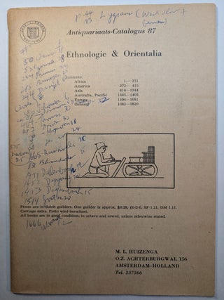 Item #313546 ETHNOLOGIE & ORIENTALIA. Antiquariaats-Catalogus 87. M.L. Huizenga, Amsterdam -...