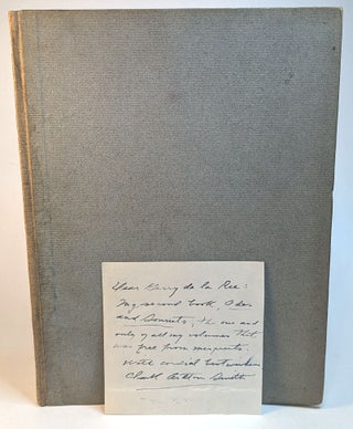 Item #314141 ODES AND SONNETS. With A Signed Note From The Author Presenting the book to Gerry de...
