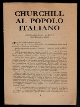 Item #314209 CHURCHILL AL POPOLO ITALIANO. A Rare World War II Handbill. Winston CHURCHILL