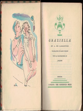 GRAZIELLA by A. De LAMARTINE; Humbert Wolfe's Copy, Signed and Dated.