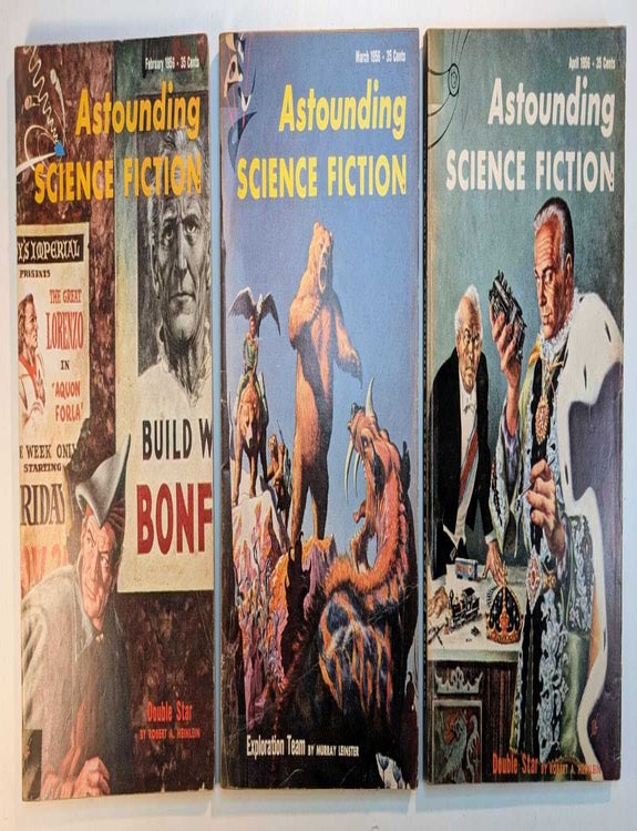 Item #314248 DOUBLE STAR [serialized in] ASTOUNDING SCIENCE FICTION magazine, February, March & April 1956 issues. Robert A. HEINLEIN.