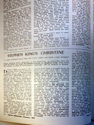 SPECIAL STEPHEN KING ISSUE of FANTASY NEWSLETTER. No. 56, February 1982 Issue.