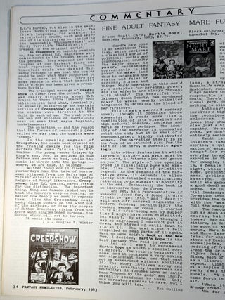SPECIAL STEPHEN KING ISSUE of FANTASY NEWSLETTER. No. 56, February 1982 Issue.