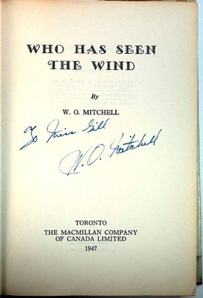 WHO HAS SEEN THE WIND. First Edition, Inscribed by the Author.