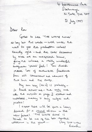 THE WHITE ROAD. The Only Extant Copy of the First Issue, Inscribed by the Author to the Publisher.