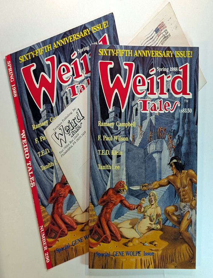 Item #314508 WEIRD TALES MAGAZINE.Volume 50, No. 1, Spring, 1988 Issue. With Promotional Material & Signed by Gene Wolfe. No. 1 WEIRD TALES MAGAZINE Volume 50, 1988 Issue, Spring.