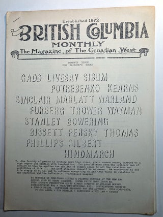Item #314551 BRITISH COLUMBIA MONTHLY BENEFIT ISSUE FOR MACLEOD'S BOOKS. Issue No 33, October,...