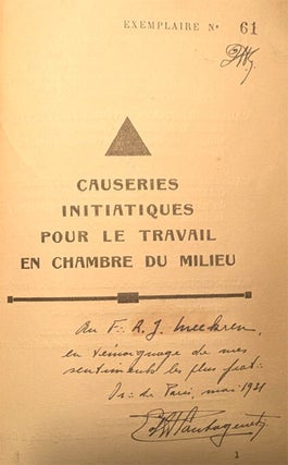 CAUSERIES INITIATIQUES Pour Le Travail en Chambre du Milieu,
