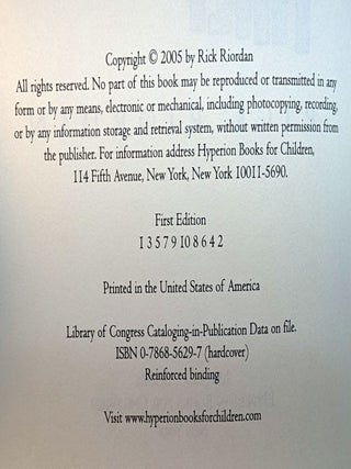 THE LIGHTNING THIEF. True First Edition