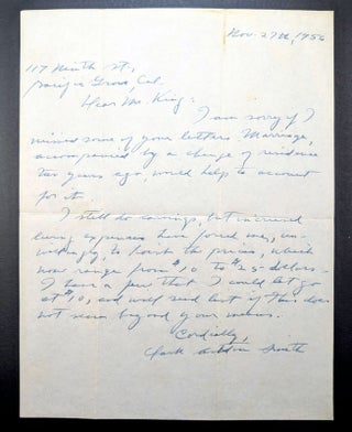 Item #314673 AUTOGRAPH LETTER SIGNED, With Signed Envelope. 1956. Clark Ashton SMITH